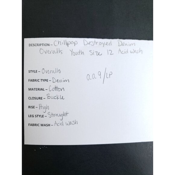 Chillipop Destroyed Overalls Girls Size 12 Acid Wash - Picture 8 of 9